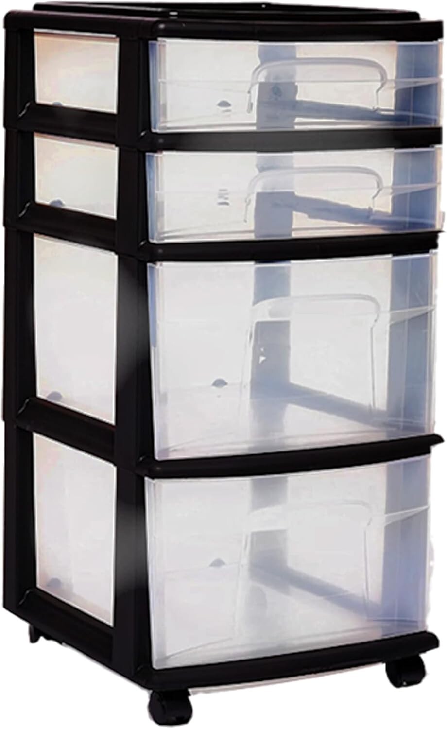 Compact 4-Drawer Plastic Storage Cart with Black Frame - No Assembly Needed