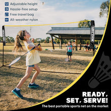 Load image into Gallery viewer, 17ft Portable Multi-Sport Net: Foldable Badminton &amp; Pickleball Height Adjustable