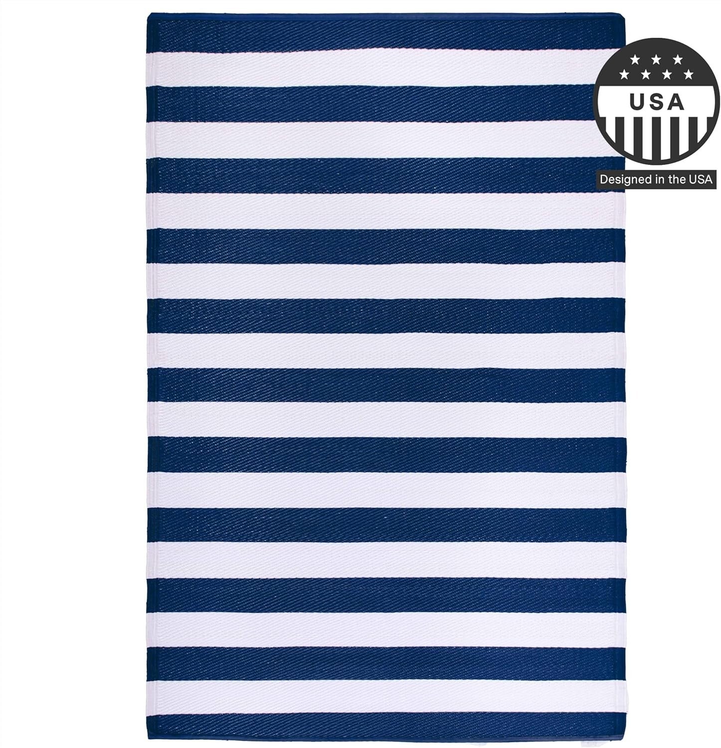 Stain Resistant Outdoor Rug - Waterproof Recycled Plastic, 4x6 ft Blue Stripes