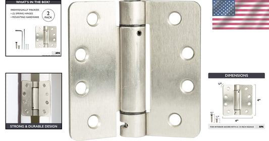 2 Pack Satin Nickel Self-Closing Door Hinges - Perfect for All Door Types