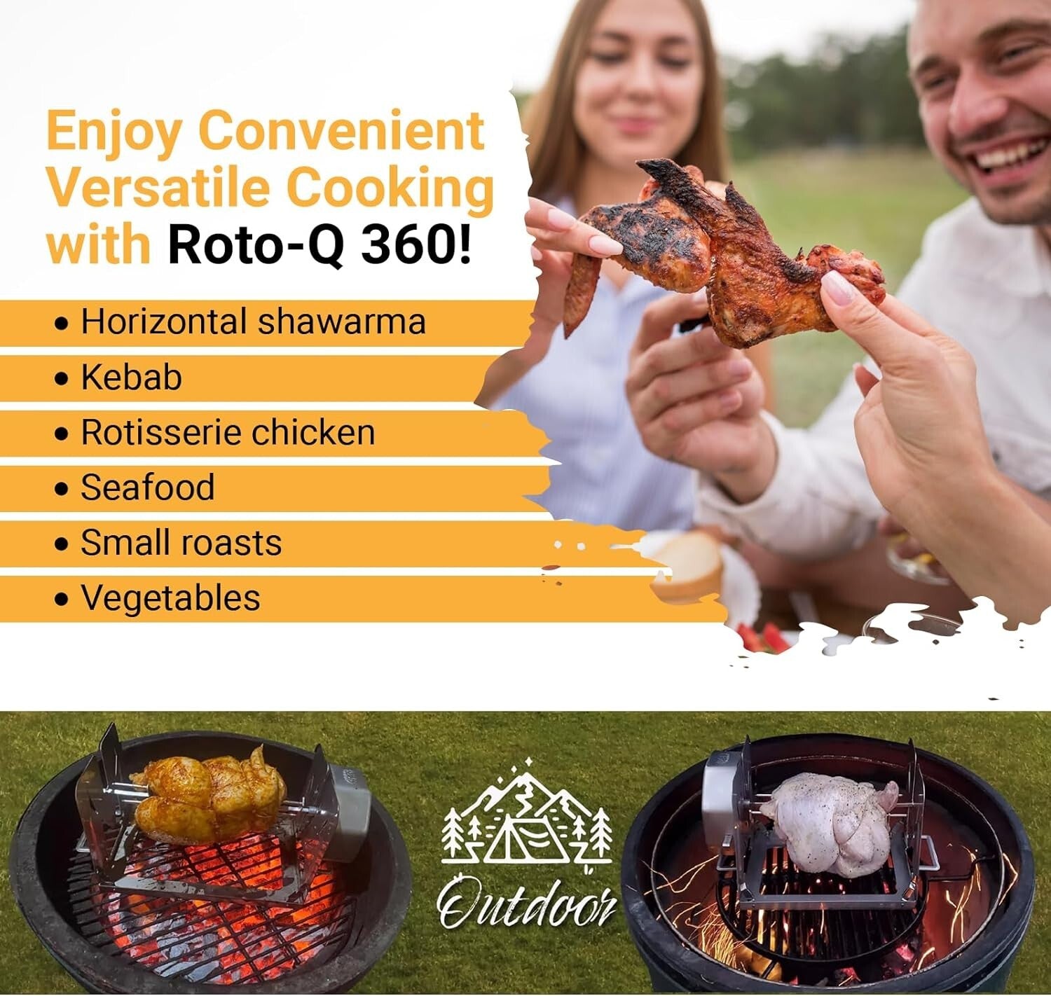 Self-Rotating Stainless Steel BBQ Roaster for Flavorful Indoor & Outdoor Meals