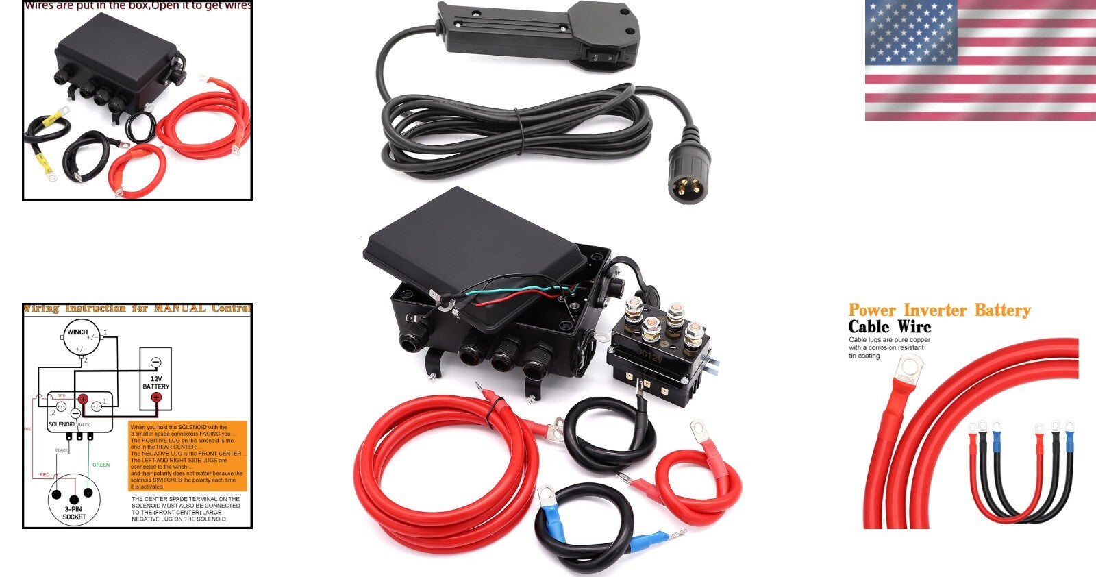 Heavy-Duty 12V Winch Solenoid Contactor with Pre-Wired Control Box & Hand Switch