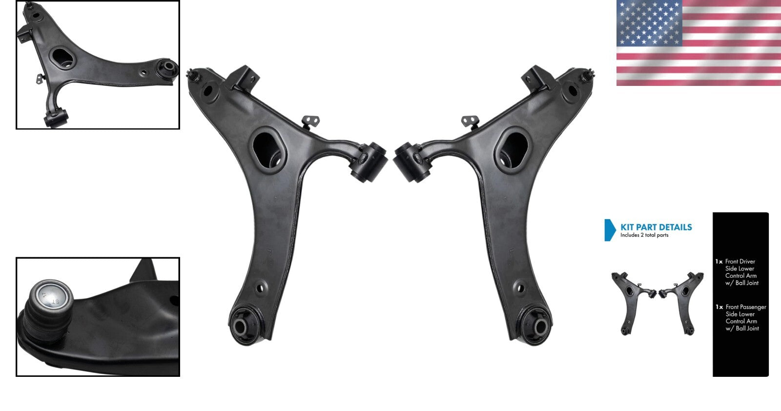 Complete 2 Piece Front Lower Control Arm with Ball Joint Kit for Subaru Models