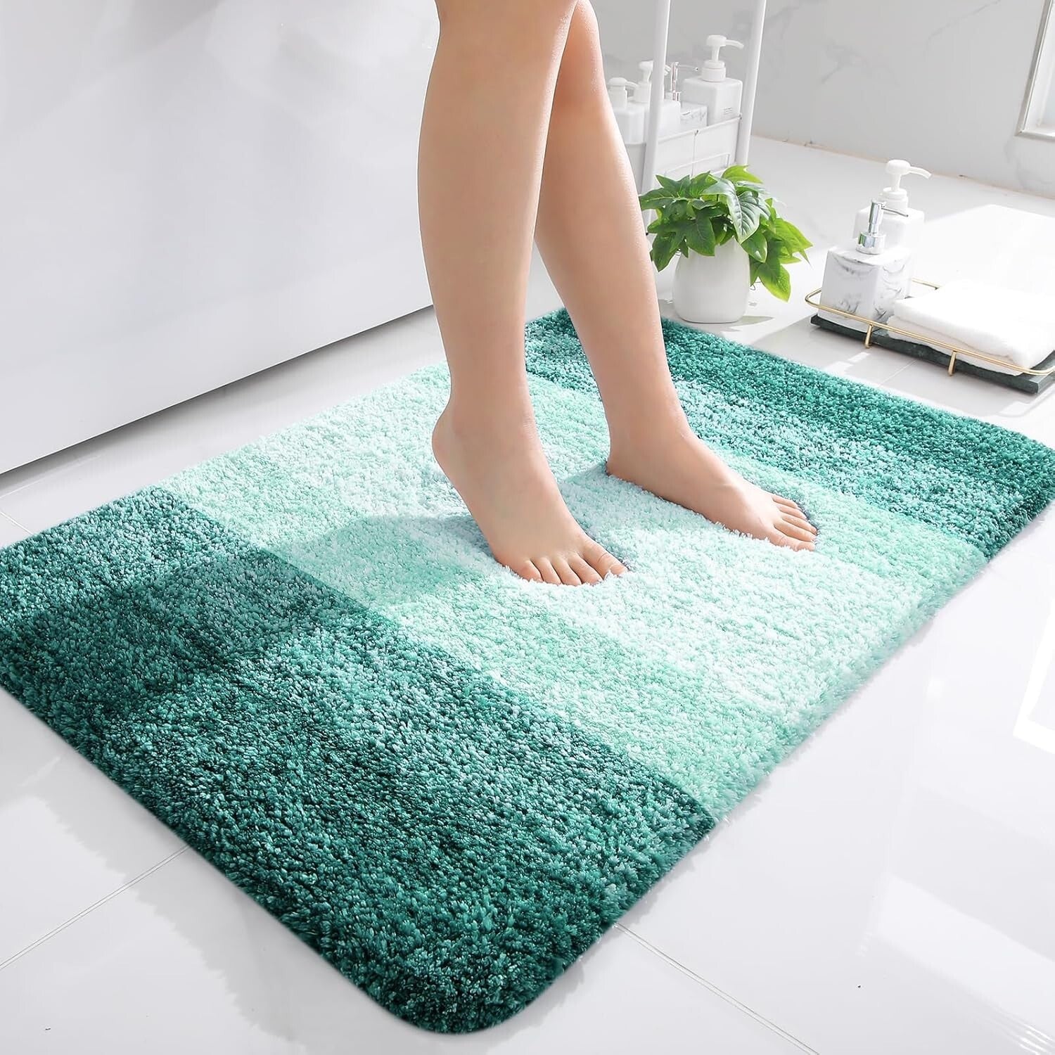 Elegant Rubber-Backed Microfiber Bath Mat 36x24 - Soft, Washable & Non-Slip