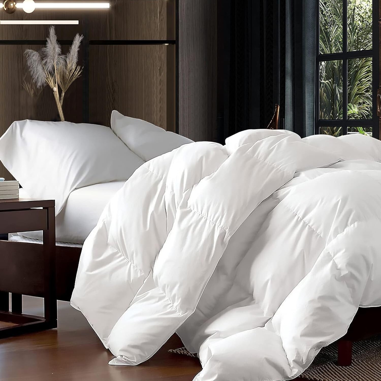 Cloud-Like 65 oz Oversized King Goose Down Fiber Comforter - 100% Cotton Cover