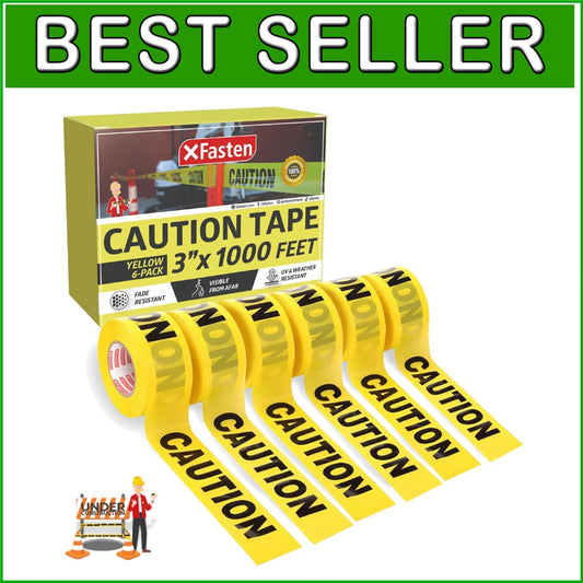 Weatherproof Yellow Caution Tape - 6-Pack, Ideal for Construction and Events