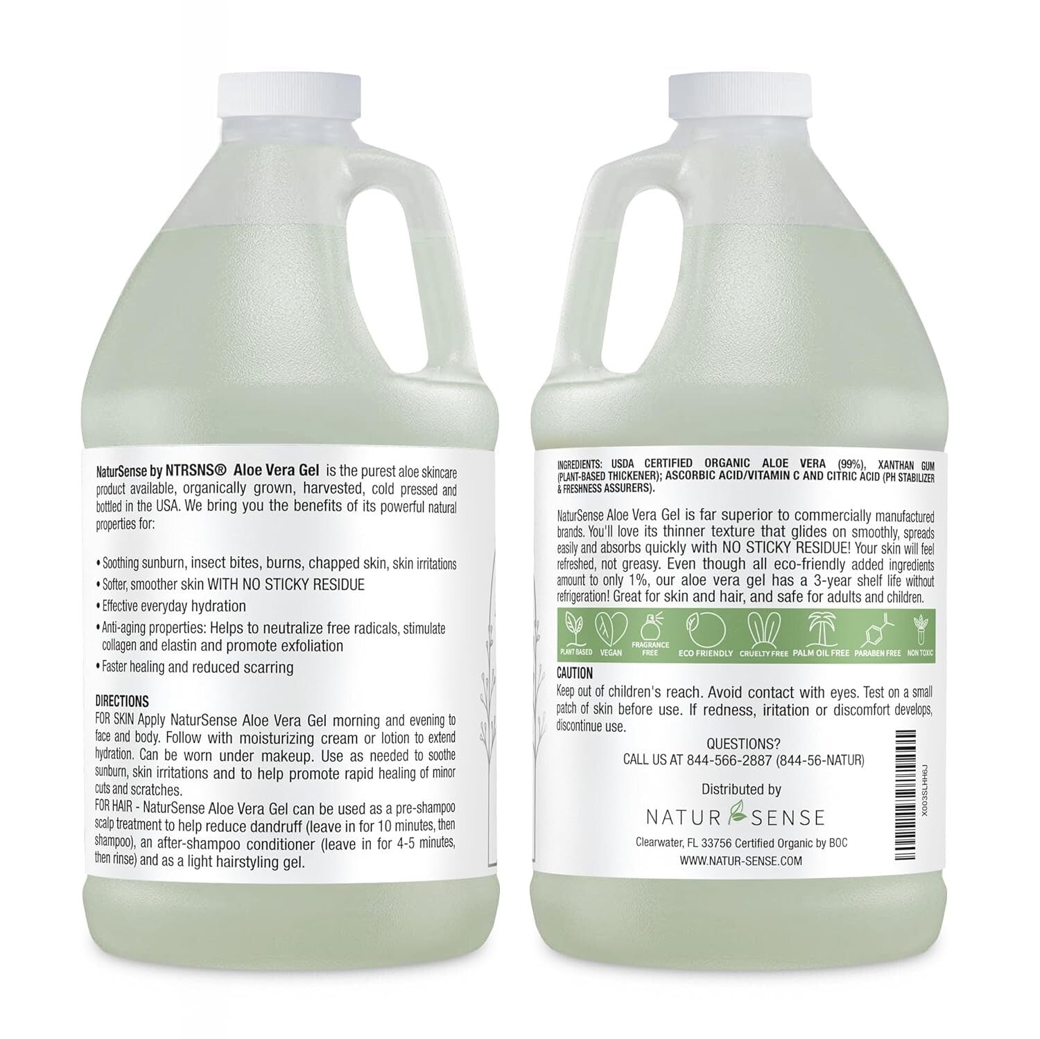 100% Pure Aloe Vera Gel - Unscented 64 oz for Acne, Dry Skin & Hair Nourishment