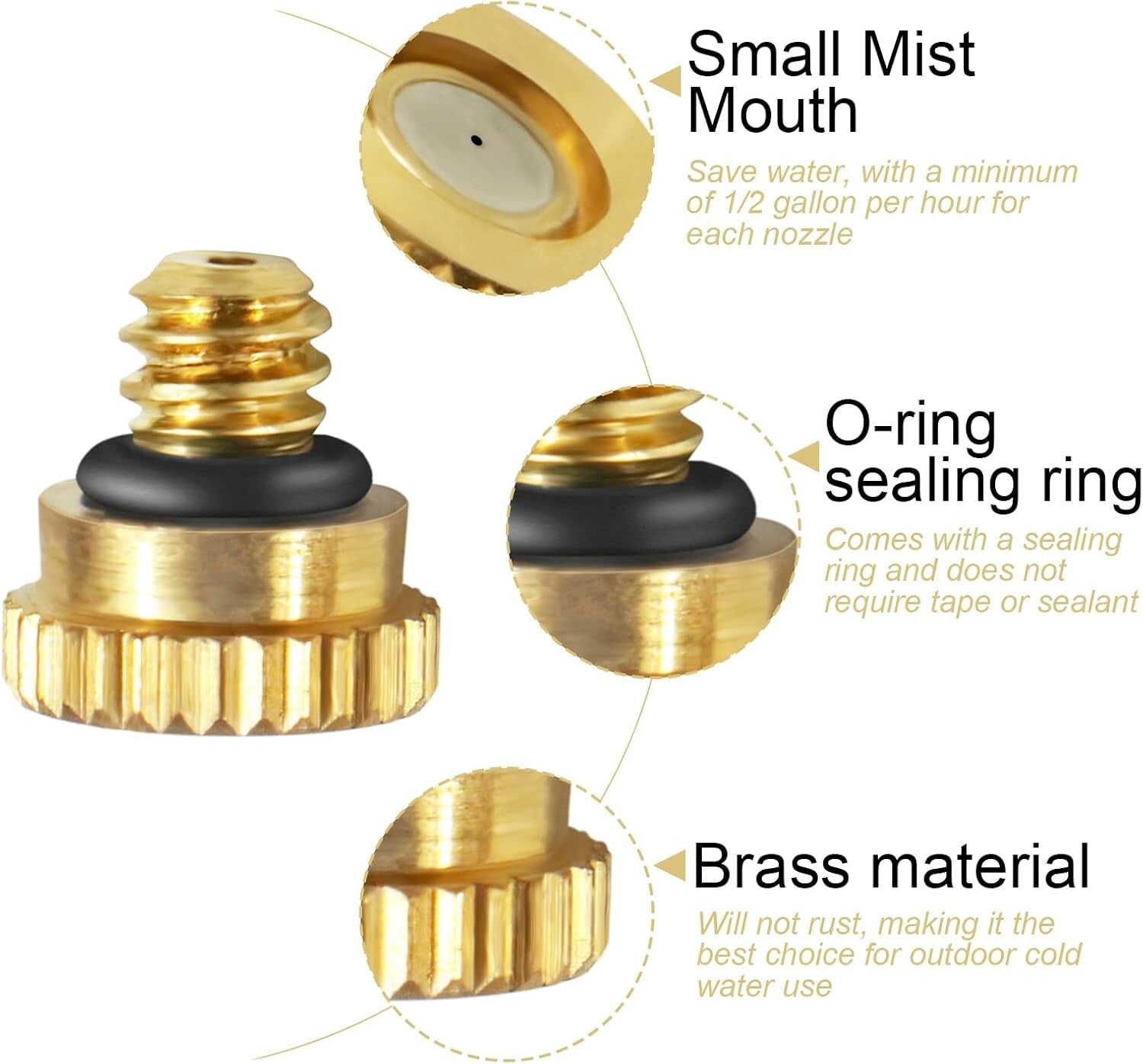 Easy Install Brass Misting Nozzles Set - 0.4mm Thread for Efficient Irrigation