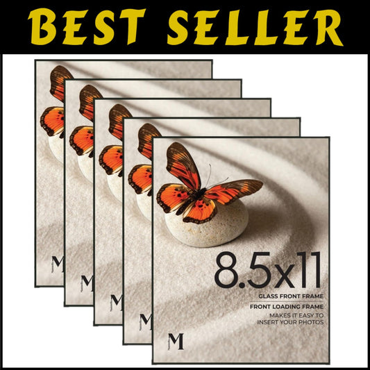 Durable Black Picture Frame Set - 6-Pack Front Loading, Easy Photo Changes