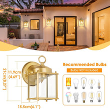 Load image into Gallery viewer, Weather Resistant Gold Wall Mount Lanterns - Set of 2 for Elegant Outdoor Spaces