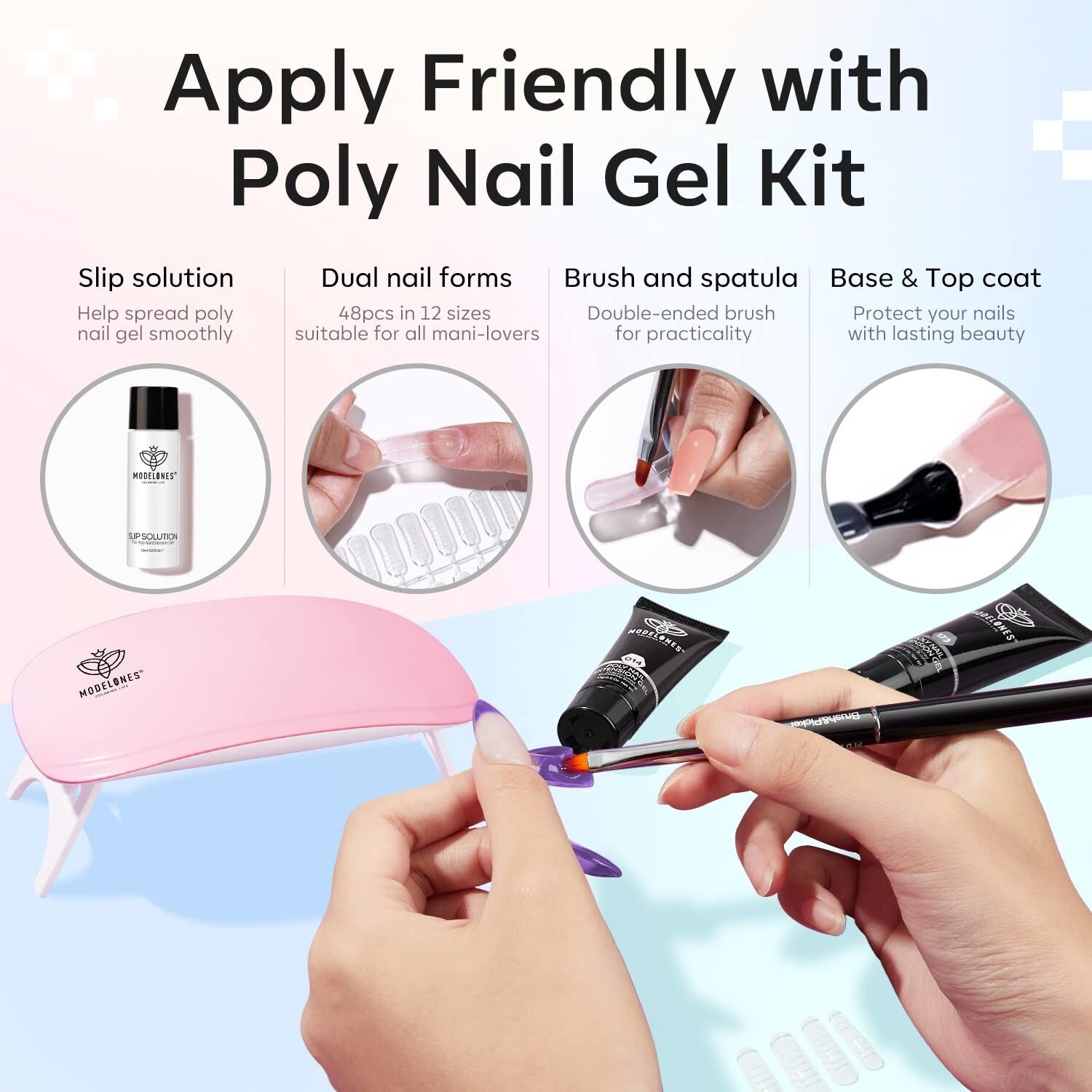 Portable Poly Gel Nail Art Kit: 60-pcs for Effortless Extensions & Care