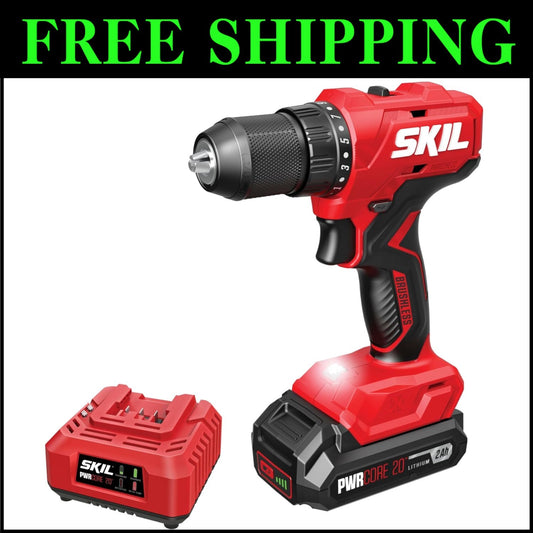 Versatile 20V Cordless Drill Kit with LED Light and Keyless Chuck - Complete Set