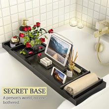 Load image into Gallery viewer, Modern Bamboo Bath Tray - Adjustable Organizer for Drinks &amp; Bath Essentials