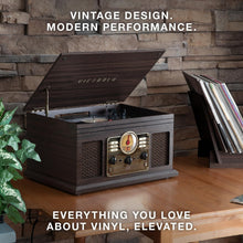 Load image into Gallery viewer, Nostalgic 6-in-1 Bluetooth Record Player with Built-In Speakers – Farmhouse Grey