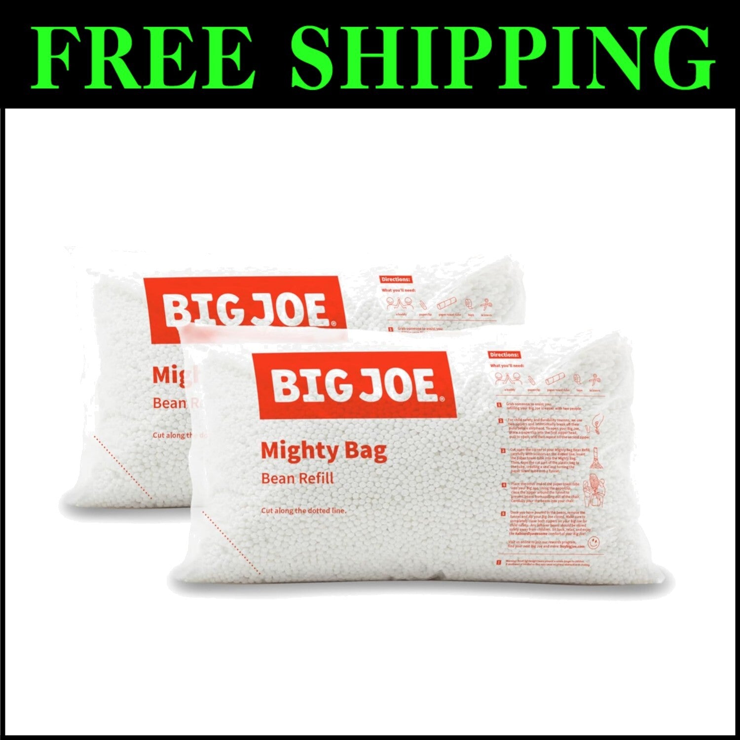 Refresh Your Home Decor with 100L Vegan Polystyrene Beans - 2-Pack Refill