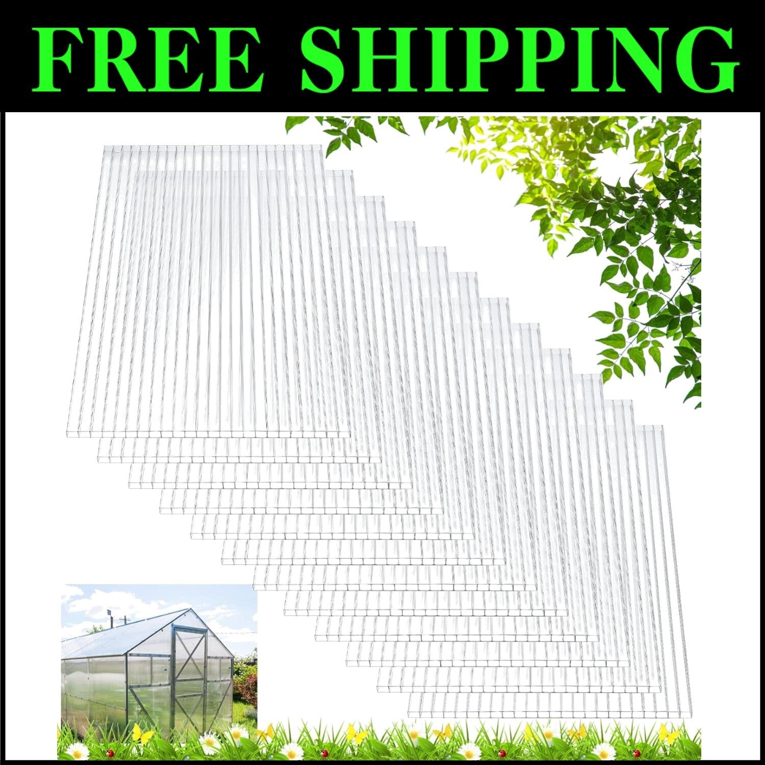 Versatile Clear Polycarbonate Panels - 5-Pack UV Protected & Easy to Install