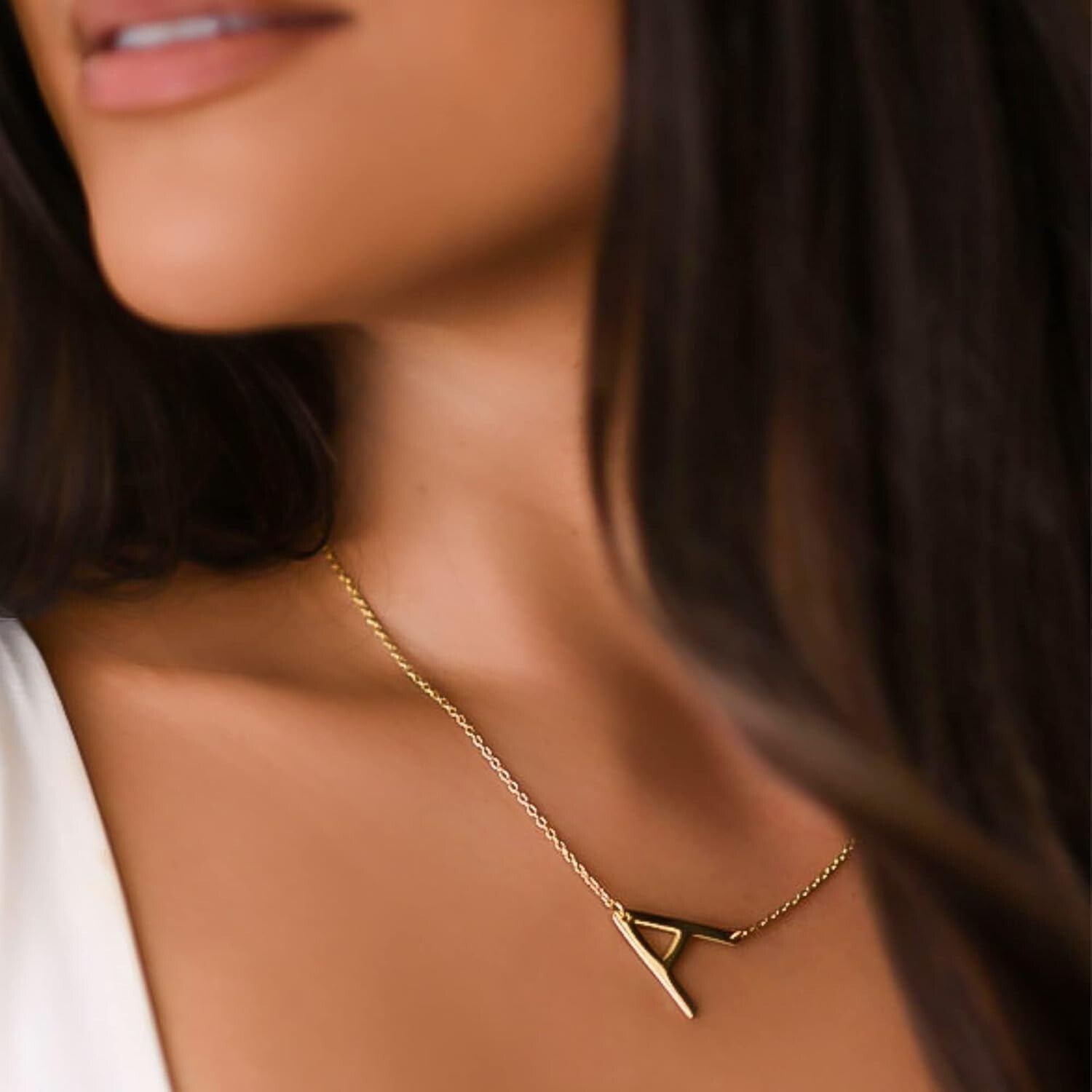 Dainty Handmade Sideways Initial Necklaces in 14k Gold or Silver | Perfect Gift