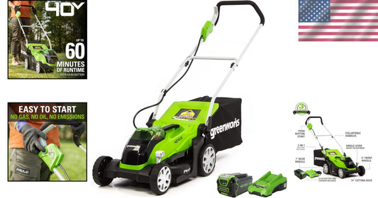 Eco-Friendly 14-Inch Cordless Lawn Mower - Smooth Operation with 3-Year Warranty
