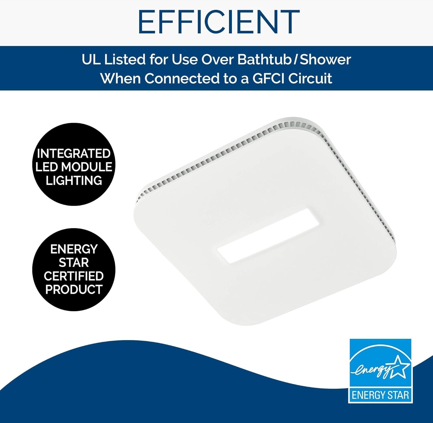 Compact LED Bathroom Exhaust Fan - ENERGY STAR, 110 CFM, Easy Roomside Install