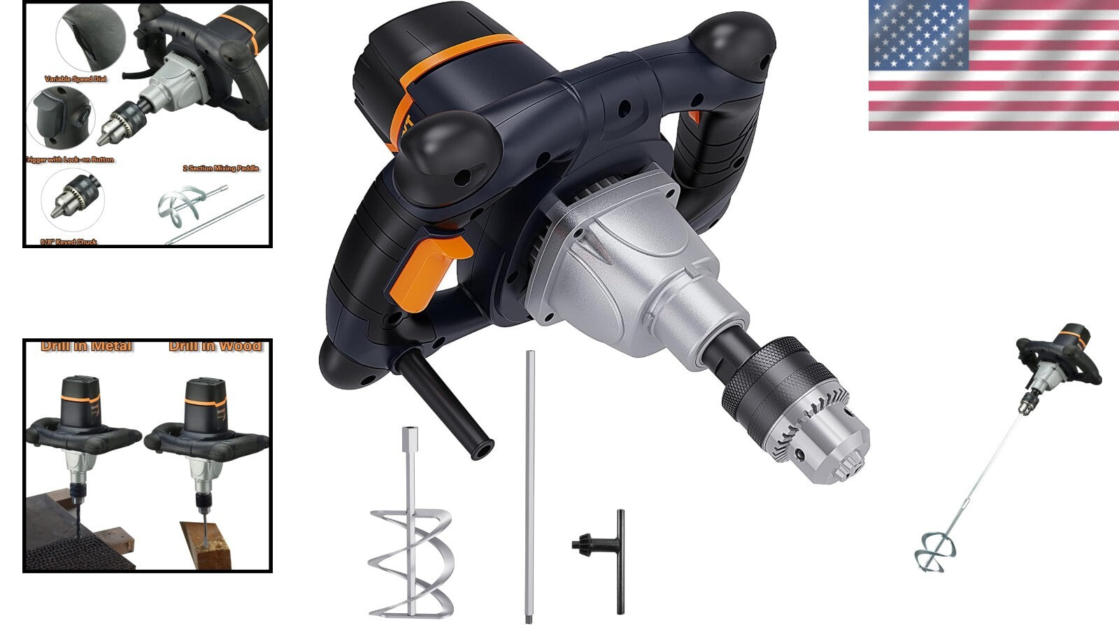 12A Concrete Mixer with Soft Start & 100mm Spiral Paddle - Durable & Efficient