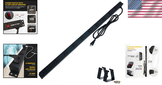 ETL Approved 9-Outlet Vertical Power Strip with 6ft Heavy-Duty Surge Protection