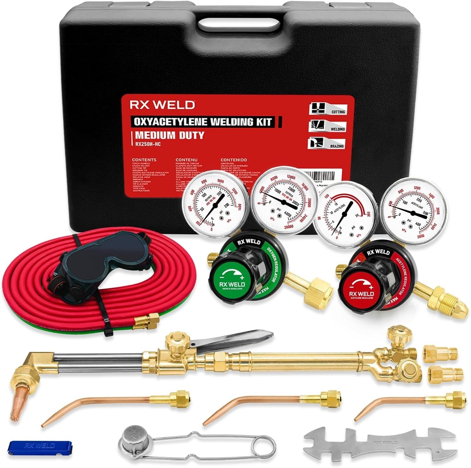 15-Piece Heavy Duty Oxy Acetylene Torch Kit with Check Valves for Professionals