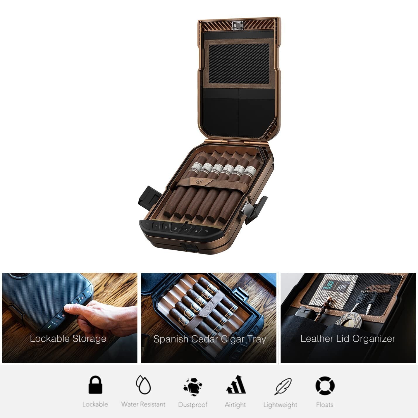 Waterproof Portable Humidor with Electronic Lock - Ultimate Travel Cigar Case
