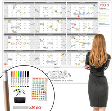 Load image into Gallery viewer, 2025 Jumbo Dry Erase Wall Calendar - 48"x58" with Notes Section &amp; Accessories