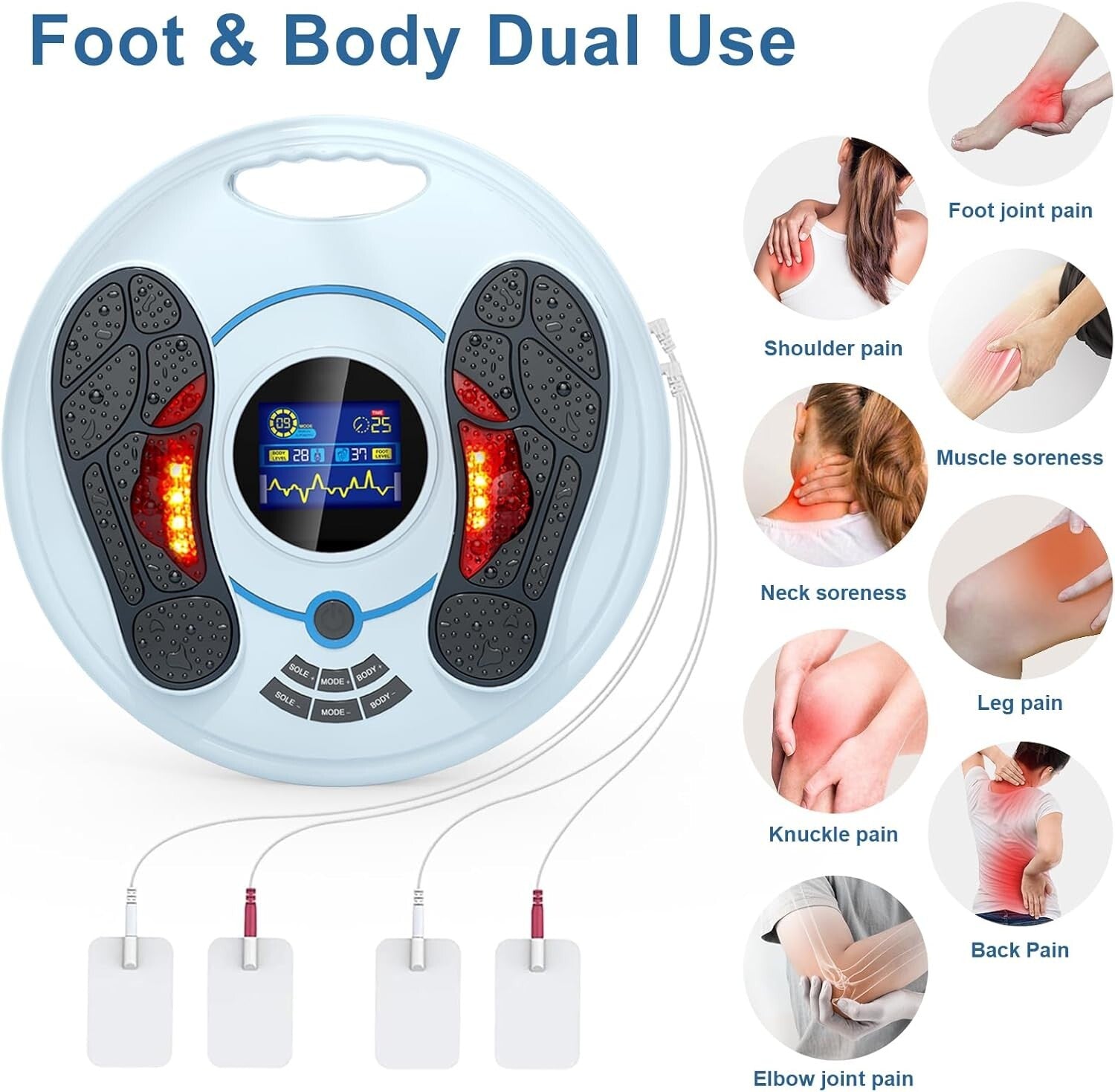 FDA Cleared Foot and Body Massager – Dual System for Pain Relief and Circulation