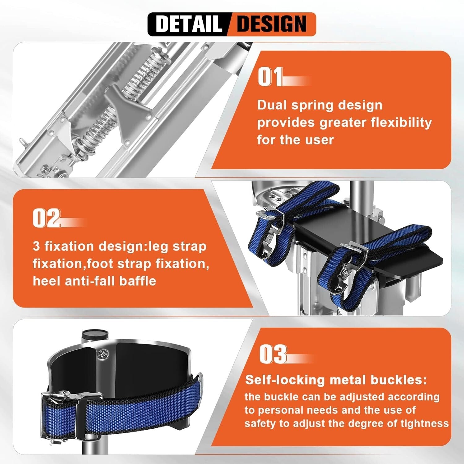 48-64" Adjustable Aluminum Drywall Stilts with Knee Pads - For Safe Painting
