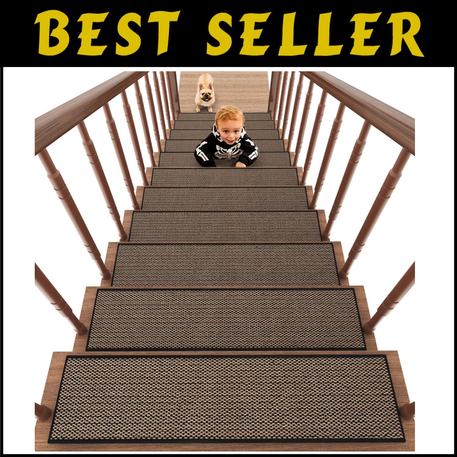 Elegant Non-Slip Carpet Stair Treads 15PCS - Protect Wooden Steps Effortlessly