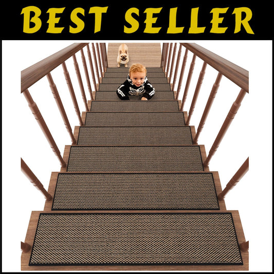 Elegant Non-Slip Carpet Stair Treads 15PCS - Protect Wooden Steps Effortlessly
