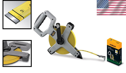 Heavy-Duty 100-Feet by 1/2-Inch Steel Tape Measure with Shock Absorbing Frame