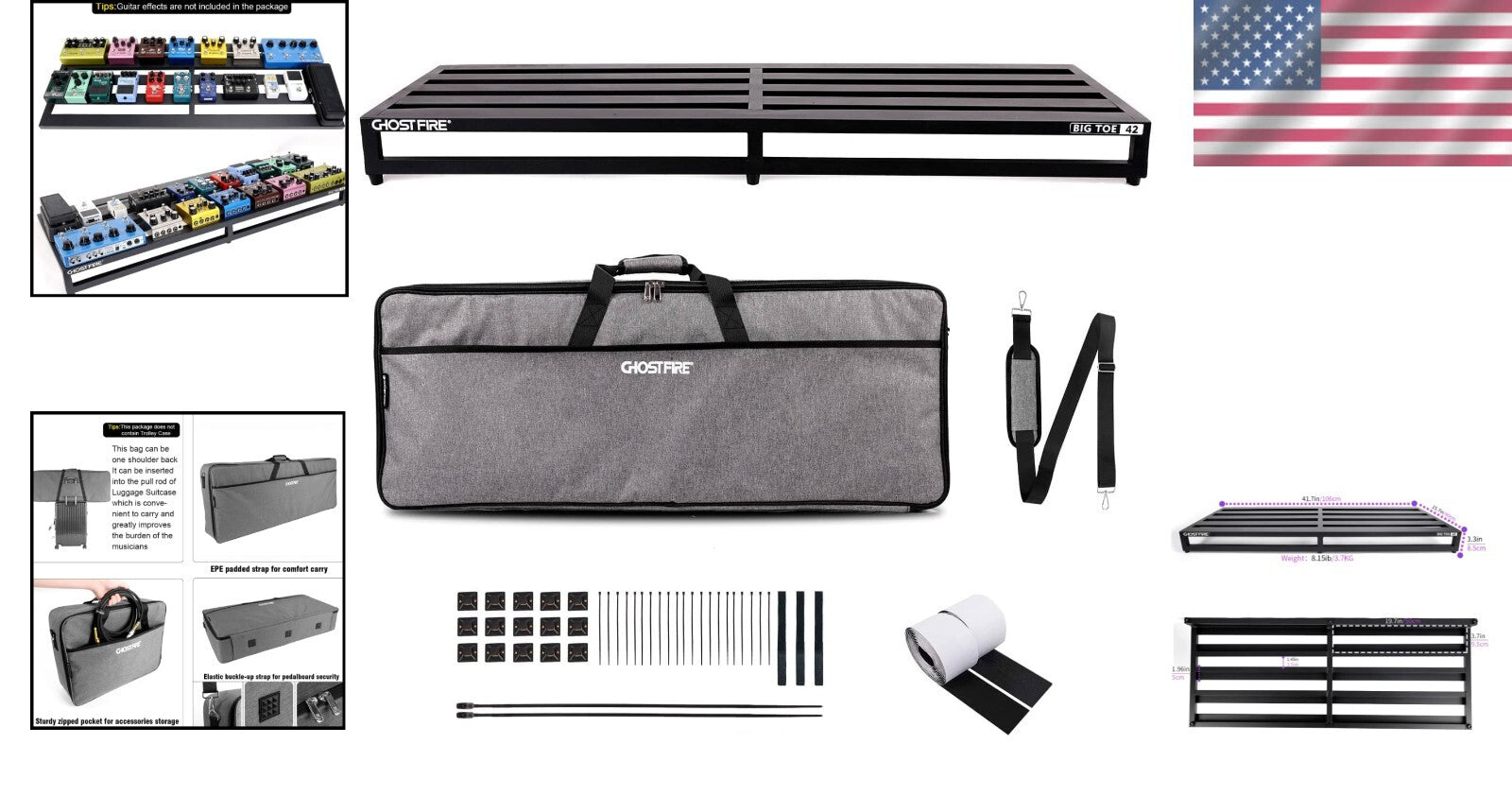 Musician's Dream: V-Big Toe Lightweight Pedal Board with Carry Bag Included