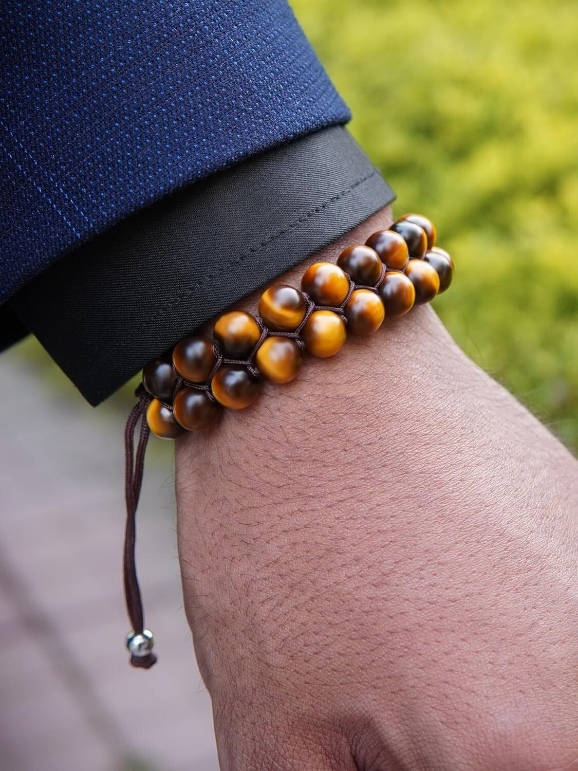 Men's Adjustable Tiger Eye Bracelet - Artisan Craftsmanship & Empowering Design