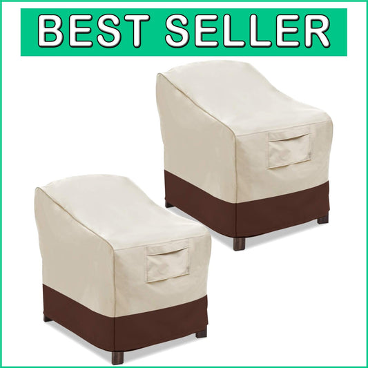 Beige & Brown Heavy-Duty Outdoor Chair Covers with Adjustable Lock - Large Size