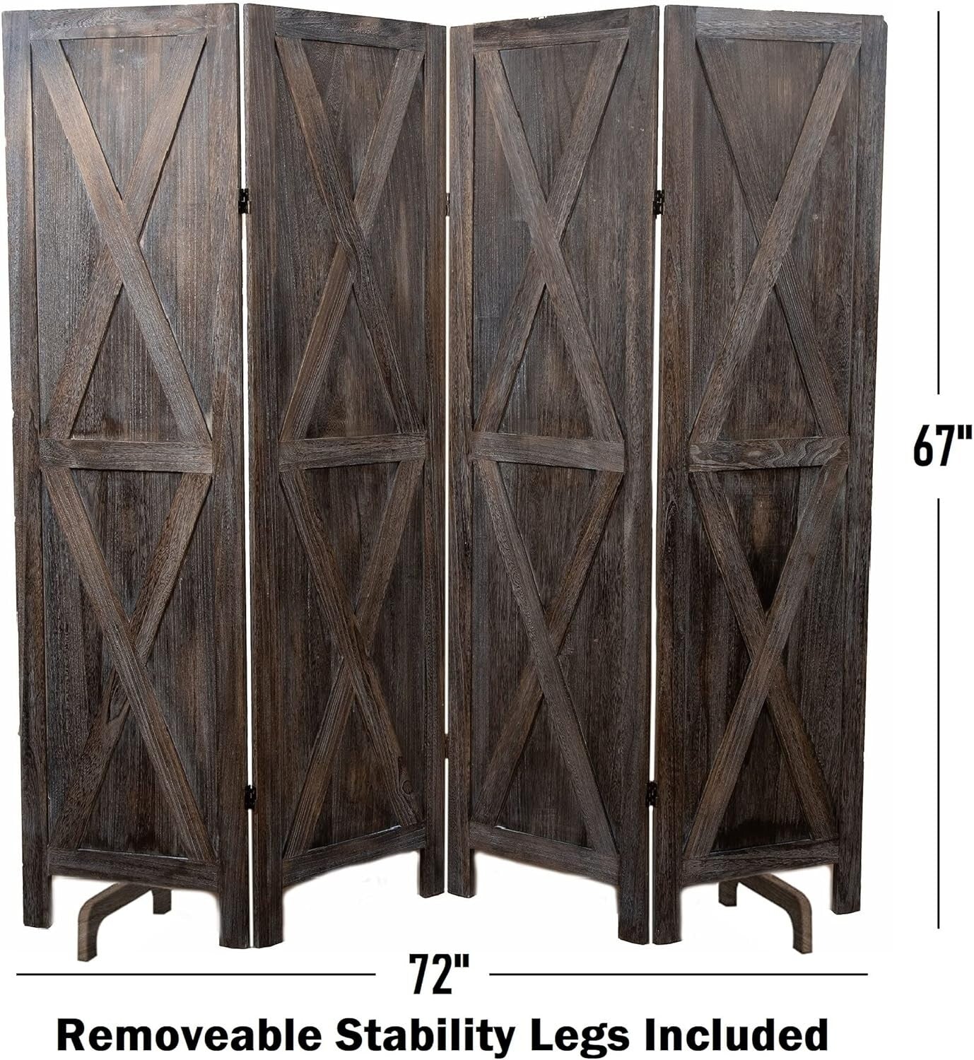 Portable Rustic Barnwood Privacy Screen - Stylish Room Separator 72"w x 67"h