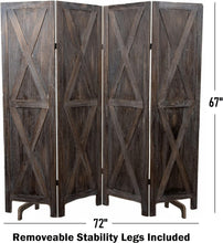 Load image into Gallery viewer, Portable Rustic Barnwood Privacy Screen - Stylish Room Separator 72"w x 67"h