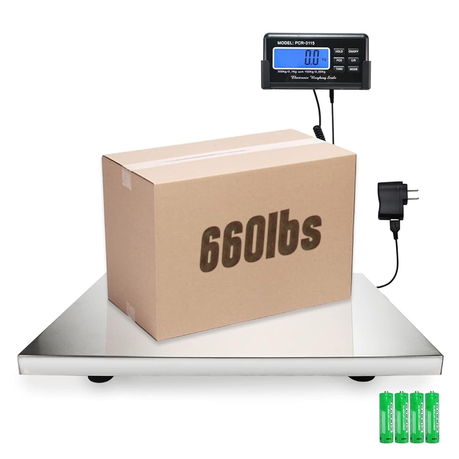 Heavy-Duty Digital Shipping Scale - 660lbs x 0.2oz with Precision Tare Function