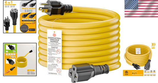 Heavy-Duty 10FT NEMA 5-15P to Multiple 15/20A Adapter Cable for Safe Power Use