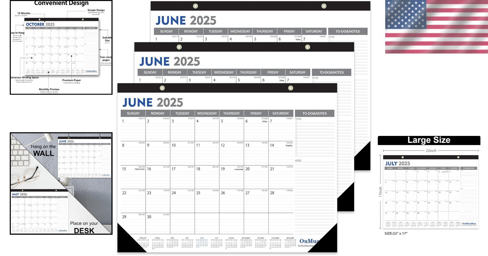 Spacious 2025-2026 Calendar Set - Ideal for Teams & Collaborative Workspaces
