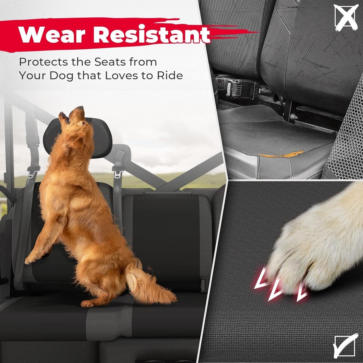 Scratch-Resistant UTV Seat Cover Set with Headrest for Polaris Ranger XP 1000