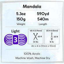 Load image into Gallery viewer, Enchanting Mandala Unicorn Acrylic Yarn - 6 Skeins in Same Dye Lot + Project Bag