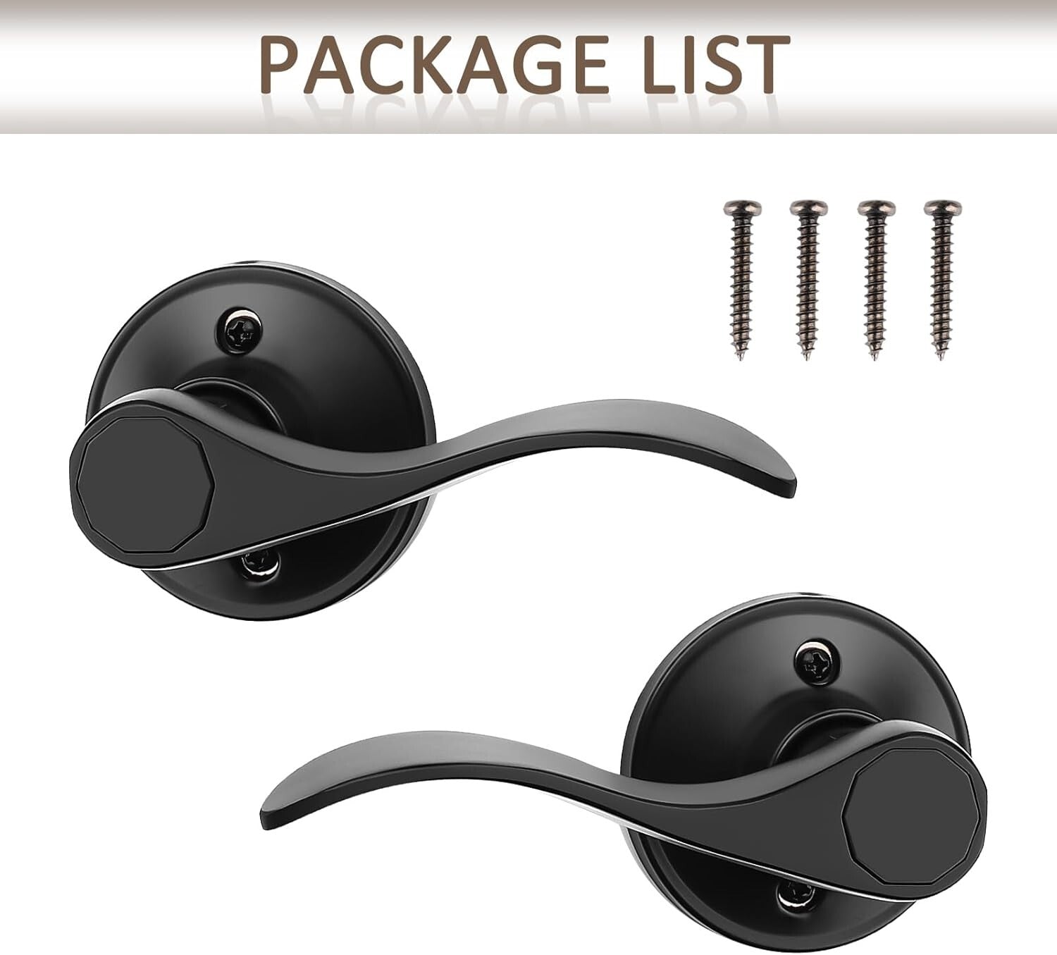 8 Pack Contemporary Wave Style Dummy Door Handle Set in Elegant Black Finish