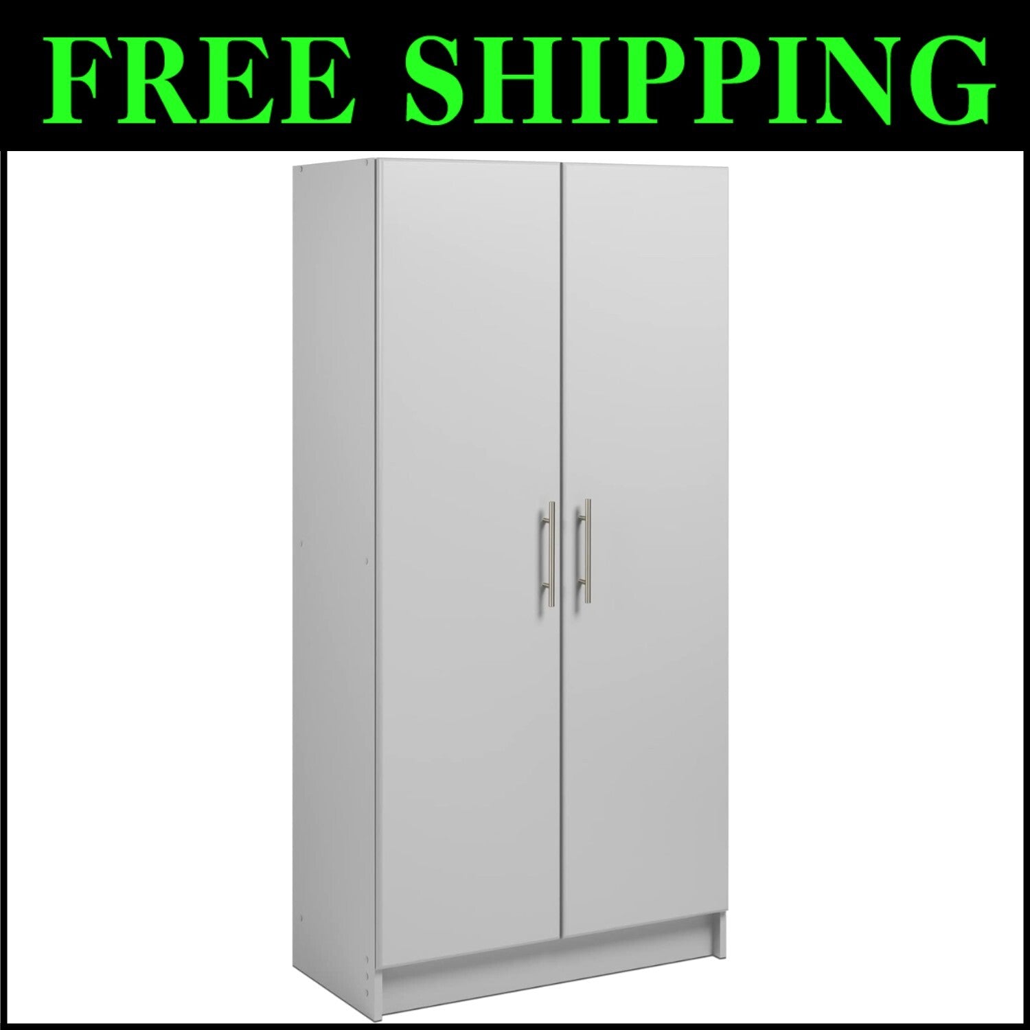 Versatile 2-Door Pantry and Garage Storage Cabinet, Adjustable Shelves 32" Wide