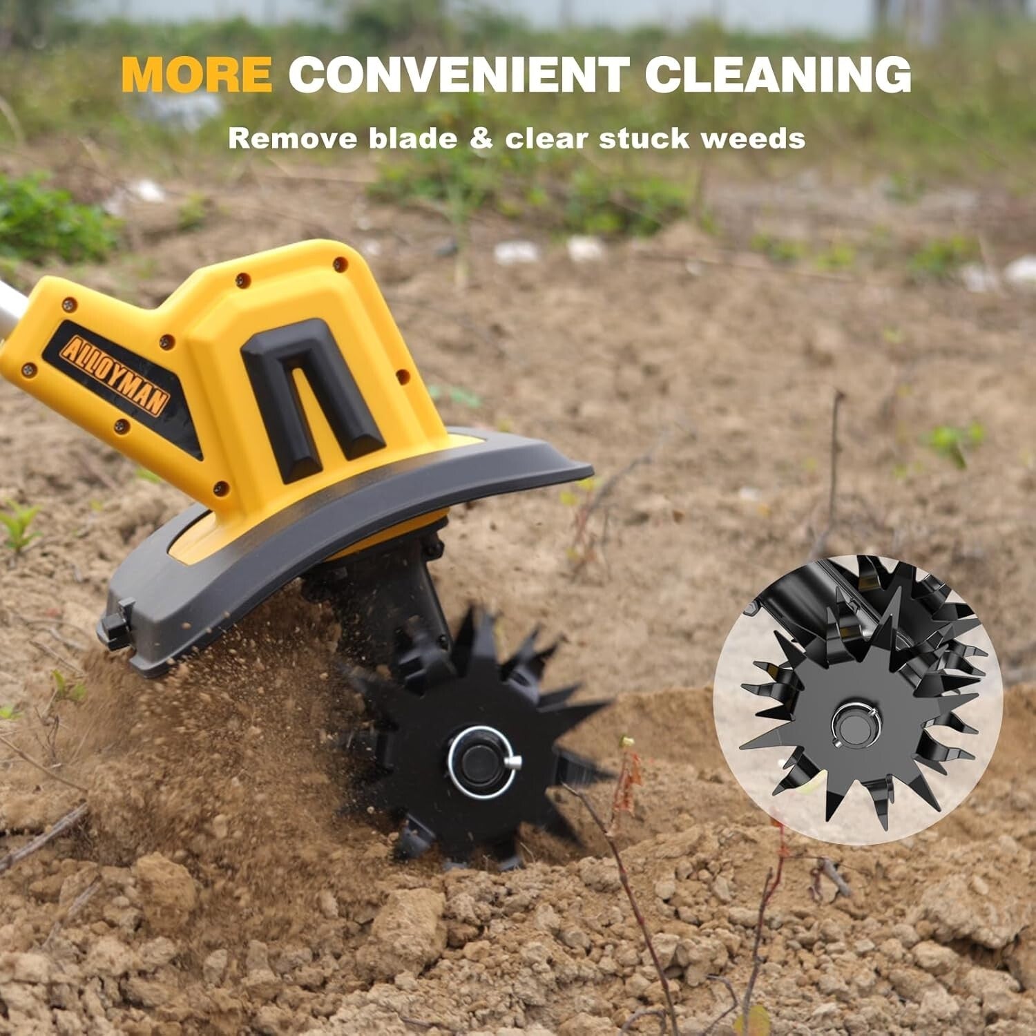 Efficient 360RPM Electric Garden Tiller with 9In Tilling Width & Safety Features