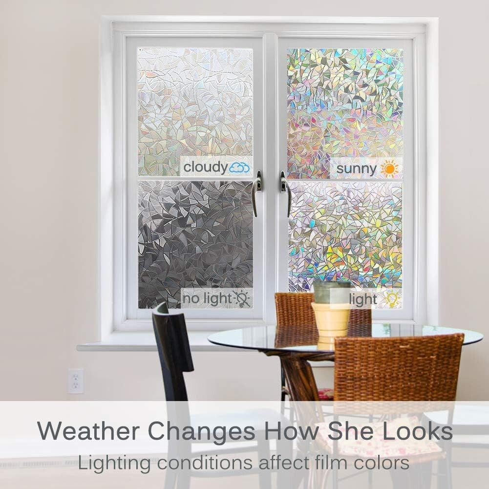 3D Rainbow Window Film – Heat Control | Easy Install & Semi-Private Cling Film