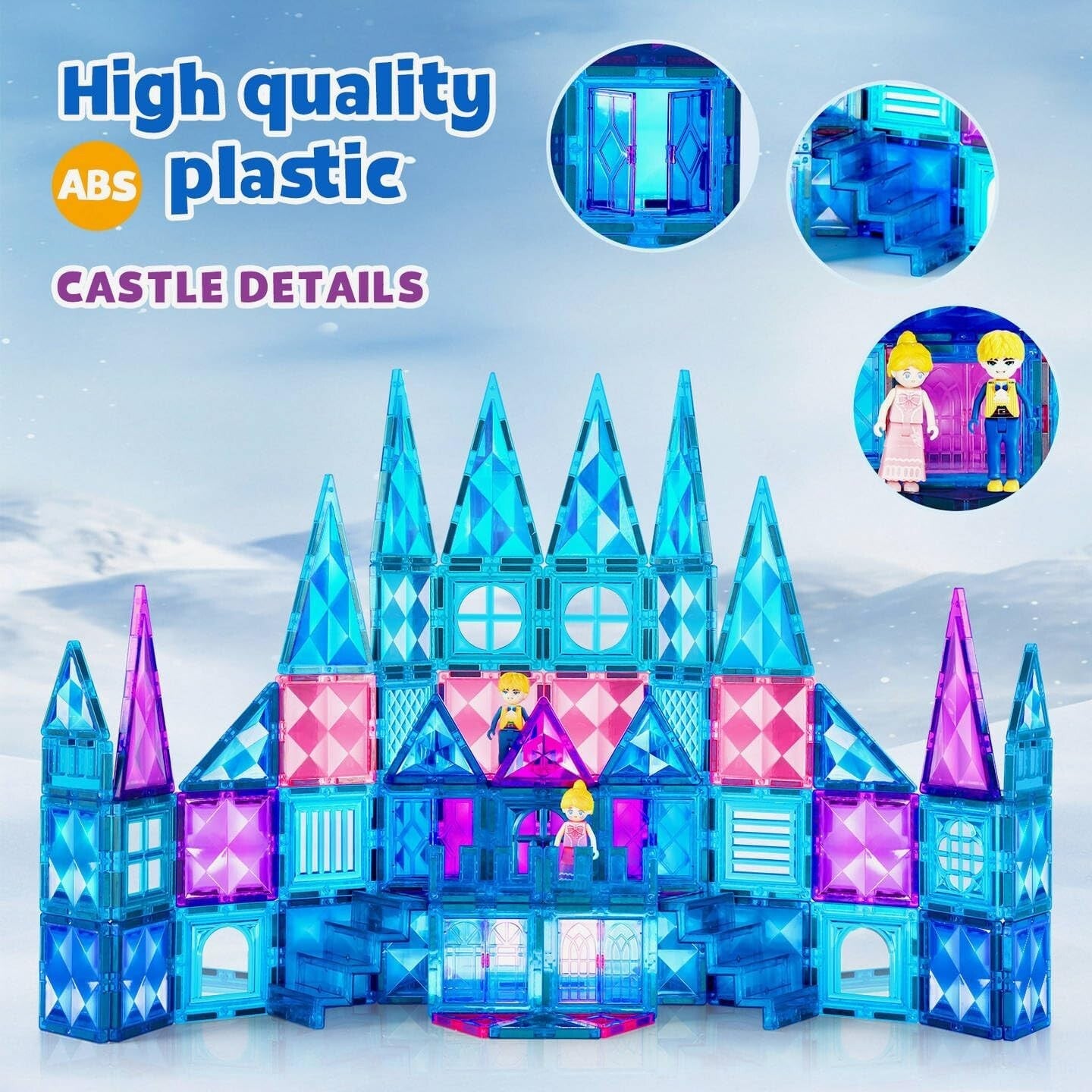 102PCS Magnetic Building Blocks: Sparkling STEM Ice Castle for Kids' Creativity