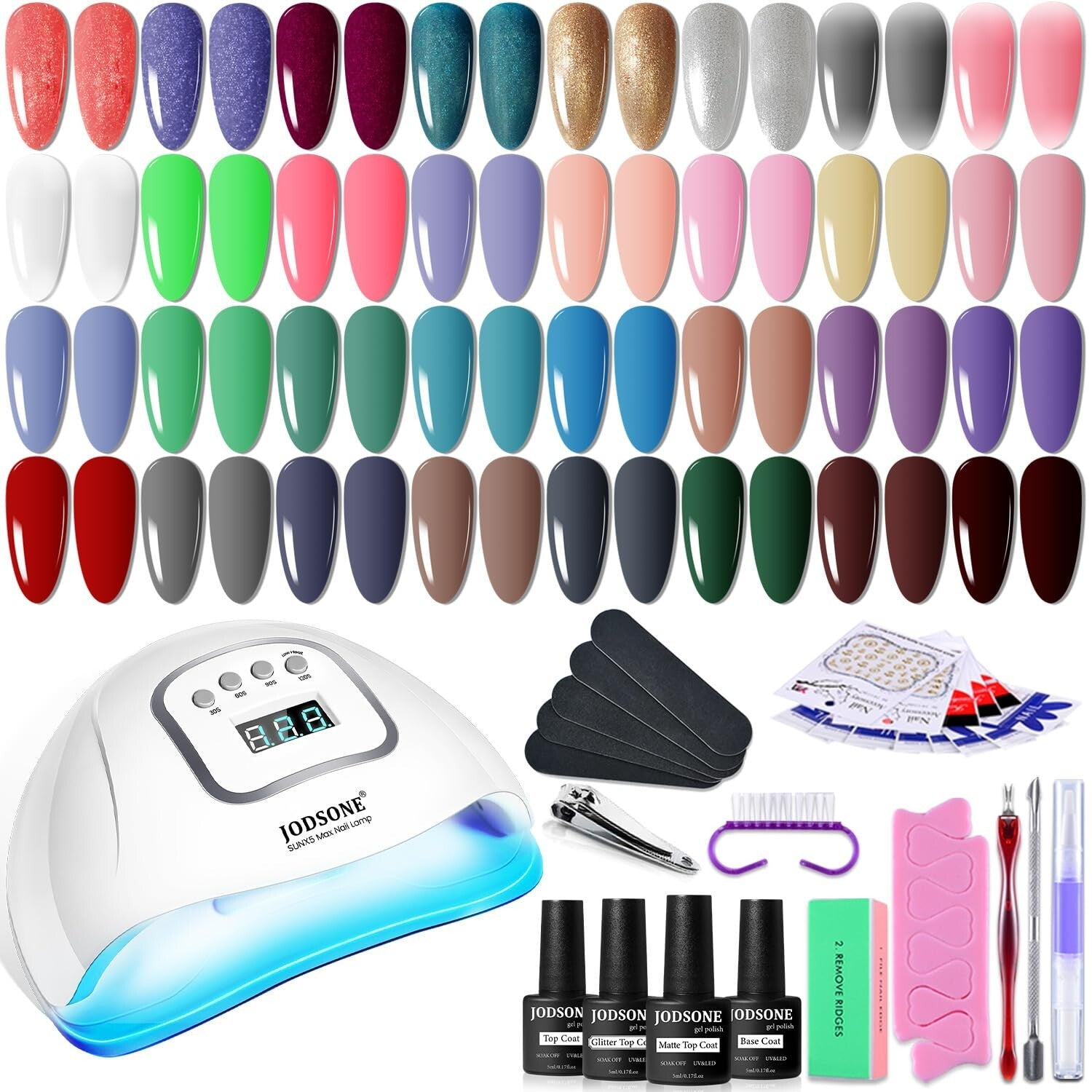 Complete Manicure Set: 32 Gel Nail Polishes & LED Dryer for Home Spa Experience
