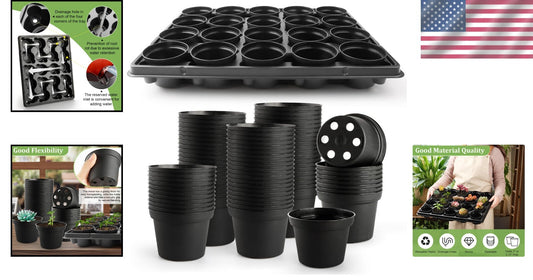 100-Pack 3 Inch Plastic Pots with 5 Seed Starter Trays - Effective Planting Kit